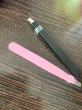 Pinzas para cejas de acero inoxidable, pinzas para la eliminación del vello facial, color negro/rosa, belleza, polea inclinada, cortador de pestañas, pinzas para cejas, cosmético, 1 ud.