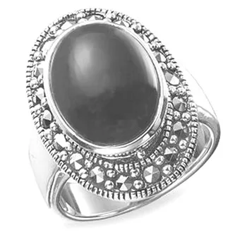 

Silver ring with diamond and agate Green