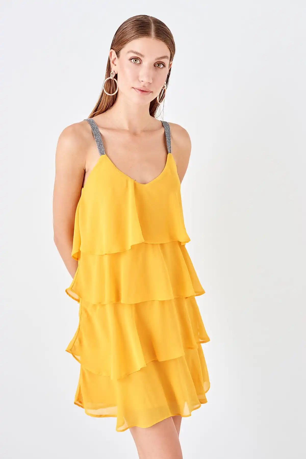 Trendyol платье с оборкой TPRSS19EL0387 |