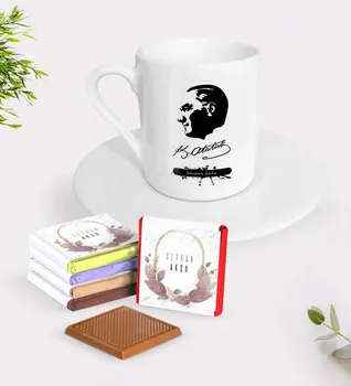 

Personalized Ataturk Themed Turkish coffee Cup and Chocolate Gift Set-4