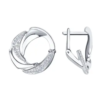 

Sokolov drop earrings with stones in white gold with diamonds, fashion jewelry, 585, women's male, long earrings