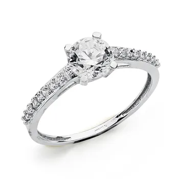 

Solitaire 18k white gold zirconia 6mm. [AA0453]