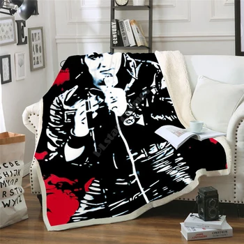 

Singer Elvis Patched Design Blanket Plush 3d Printed for Adults Sofa Sherpa Fleece Bedspread Wrap Throw Blanket Microfiber-3