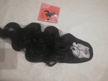 Coleta de pelo largo ondulado vigoroso para mujer, coleta sintética con cordón, coleta para mujer negra
