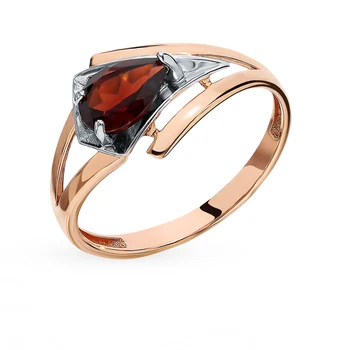 

Gold ring with Garnet sunlight sample 585 test