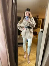 Outwear Jackets Long-Coats Camel ZXQJ Woolen Girls Chic Elegant Spring-Autumn Vintage Women