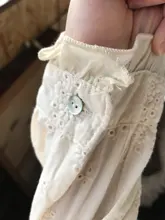 Shirt Blouse Embroidery Beige Collar Ruffles Japanese-Style Boutique Hollow-Out Cotton