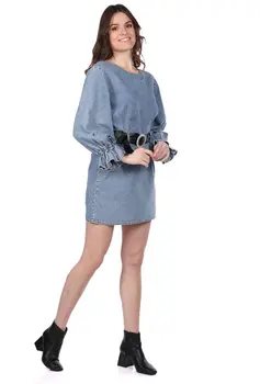 

Markapia Arched Mini Denim Dress