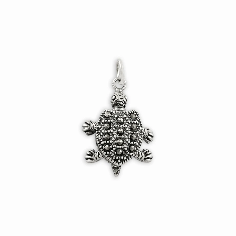 

Silver 925 Sterling Marcasite Sterling Moving Turtle Pendant