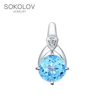 

SOKOLOV suspension of silver with topaz and cubic zirconia, fashion jewelry, 925, women's male, pendants for neck women