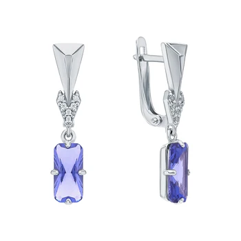

Silver earrings with tanzanite and cubic zirconia sunlight sample 925