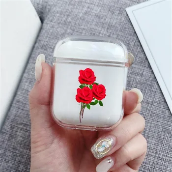 

Red Rose case Airpod pro 1 Airpod 2 case clear tpu Air pod pro skins case cover Headphones case Airpods pro case Romance Gift