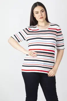 

Sans Textile Women 'S Colorful Striped Viscose Blouse 65 N16083