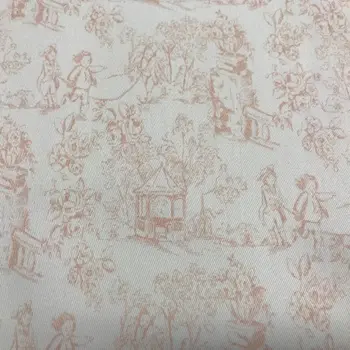 

Toile de jouy in color coral 100% serge fabric Cotton