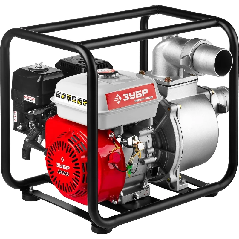 Мотопомпа бензиновая, ЗУБР ЗБМП-1000, 1000 л/мин(60 м3/ч), патрубки 80 мм, напор 30 м, всасывание 8 м