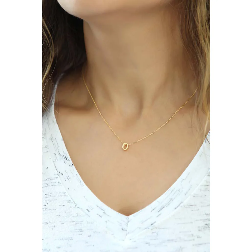 Minimalist Necklace Letter O Pendant Jewelry 925 Sterling Silver Rose Gold Plated with Chain | Украшения и аксессуары