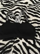 Sujetador deportivo con letras para mujer, sostén deportivo con realce, A-D, negro y blanco, para correr, Yoga, gimnasio y Fitness