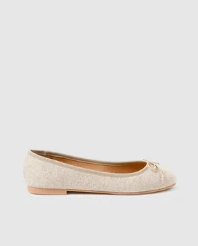 

Ballet pumps for Women Green Coast of beige linen