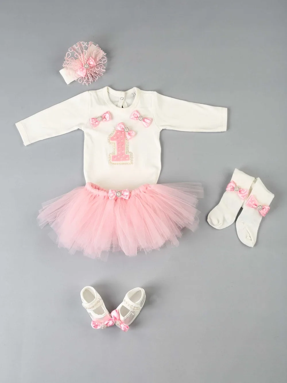 083-1103-021 Pembe 1 Yaş Kız Bebek Tütü Takım (2)