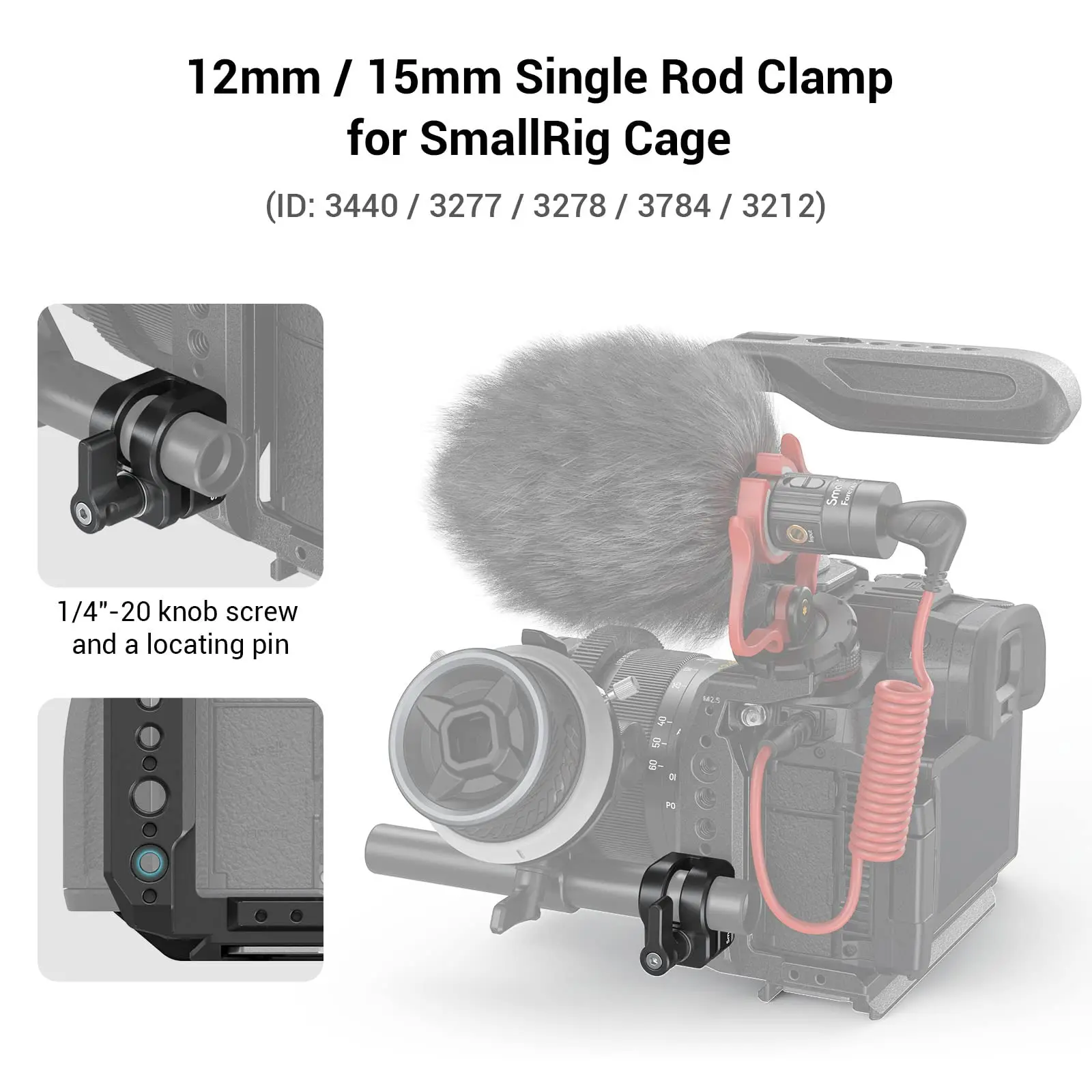 Description Picture 6 of itemSmallRig 12mm/15mm Single Rod Clamp For SmallRig Cage To Provide a Follow Focus Solution Compatible with 12mm and 15mm Rod 3598