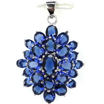 

Real 925 Solid Sterling Silver Elegant 3.1g Tanzanite Woman's Pendant 33x23mm