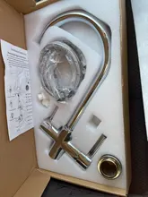 ROVOGO, grúa filtrada de doble mango negro mate para cocina, grifo con filtro de agua de rotación de 360, grifo mezclador de fregadero de cocina de tres vías