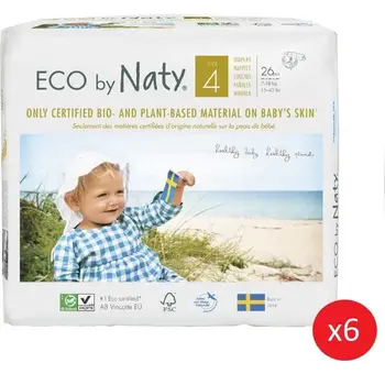 

NATY - Lot of 6 packs of diapers Size 4 Max 7-18 kg 26 pieces