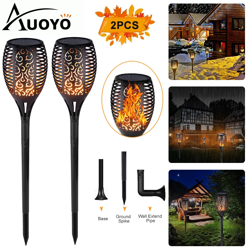 

Auoyo 10/96 LED Solar Lights Outdoor Lighting Upgraded Landscape Decoration Lighting Waterproof Solar Torch Light Solar&USB