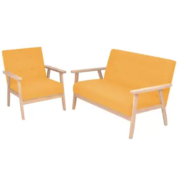 

2 pcs Yellow sofa fabric sofa sets