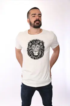 

Angemiel Wear Black White Lion Cotton White Men 'S T-Shirt