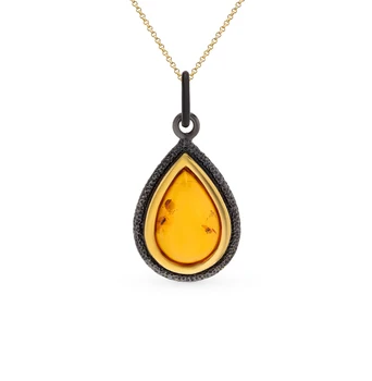 

Silver Pendant with amber sunlight sample 925
