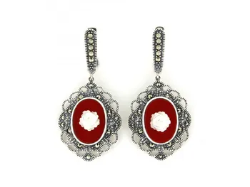 

Earrings made of silver with cameo and Marcasite