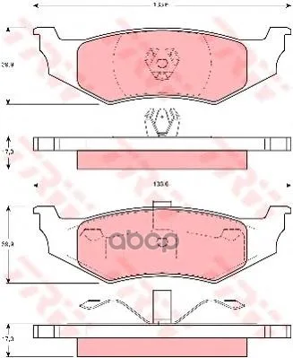 Колодки Задние Chrysler 300m(Lr), Neon I-Ii, Sebring(Jr), Voyager Iii Gdb1234 TRW/Lucas арт. GDB1234