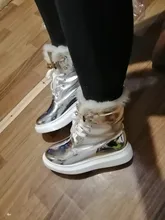 Ankle-Boots Sneakers Warm-Shoes High-Top Women Winter Short Black/sliver LEOSOXS No 