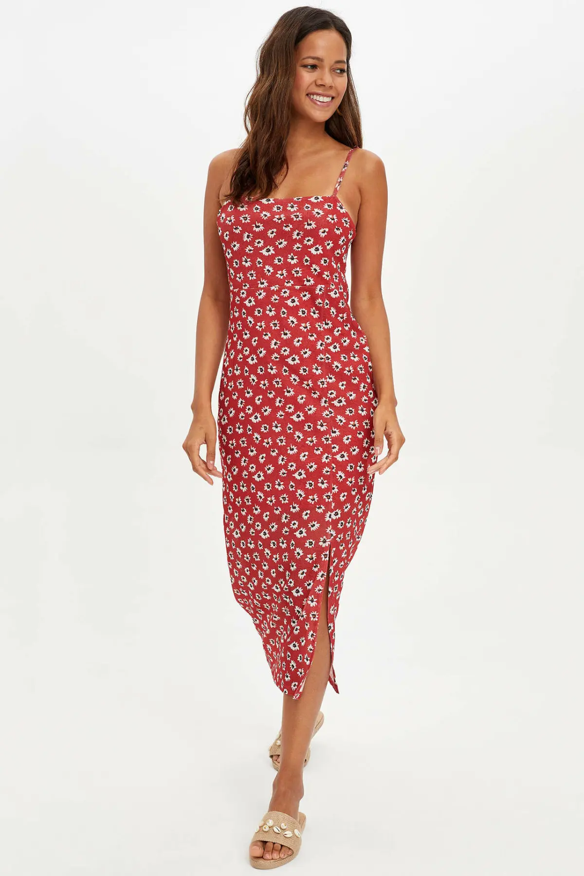 

DeFacto Woman Fashion Summer Sling Dot Chiffon Knitted Dress Ladies Sexy Print Pattern Slim Long Sleeves Dresses - L6427AZ19HS