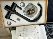 ROVOGO, grúa filtrada de doble mango negro mate para cocina, grifo con filtro de agua de rotación de 360, grifo mezclador de fregadero de cocina de tres vías
