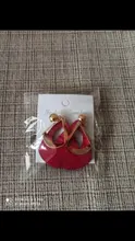 Statement-Earrings Jewelry Arcylic Geometric Dangle-Drop POXAM Korean Red Women Cute