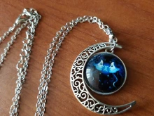Collar de 12 Constelaciones signos del zodiaco cabujón de cristal pendiente de luna creciente cadena de clavícula collar de regalo de cumpleaños para mujer