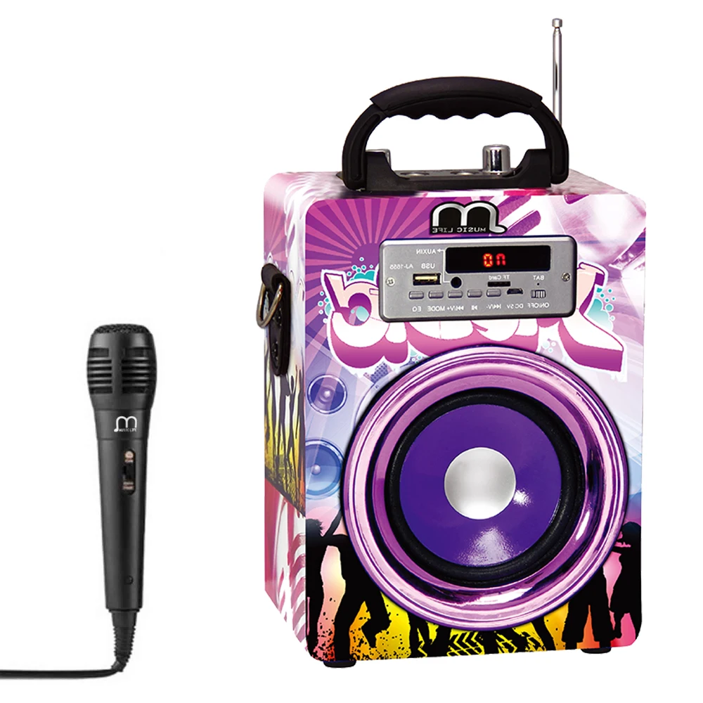 Portable Bluetooth Speaker Portable Karaoke Speaker with Microphone FM Radio TF Card 3 Color Cheap