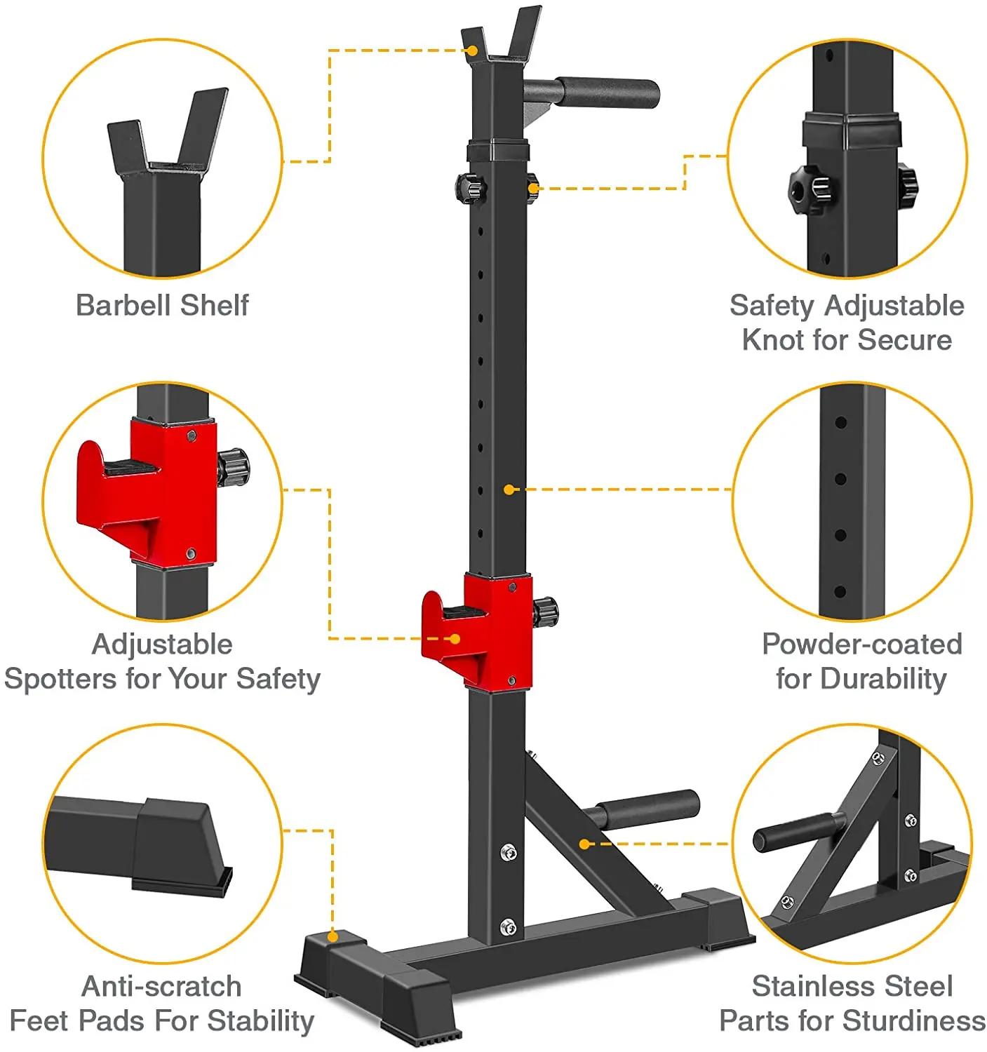 Adjustable Squat Rack Stand, Barbell Rack, Dip Bar Station Adjustable