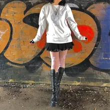 Tops Cute Tees Tshirt Harajuku Oversized Batwing Long-Sleeve Street-Girls Gothic Punk