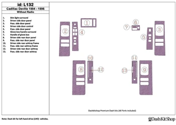 

Interior trim for Cadillac DeVille 1994-1996. Set L132.