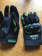 Gran oferta 1 par Kawasaki nueva moda dedo completa Guantes de la motocicleta Guantes de Moto de cross Guantes Moto protección guante para engranajes