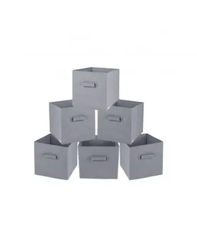 

Rebecca Mobili Set of 6 Storage Box Organiser Grey Fabric Savespace 26x28x26