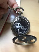 Reloj de bolsillo de plata/Negro/bronce para Navidad, película de Jack skeleton, Tim