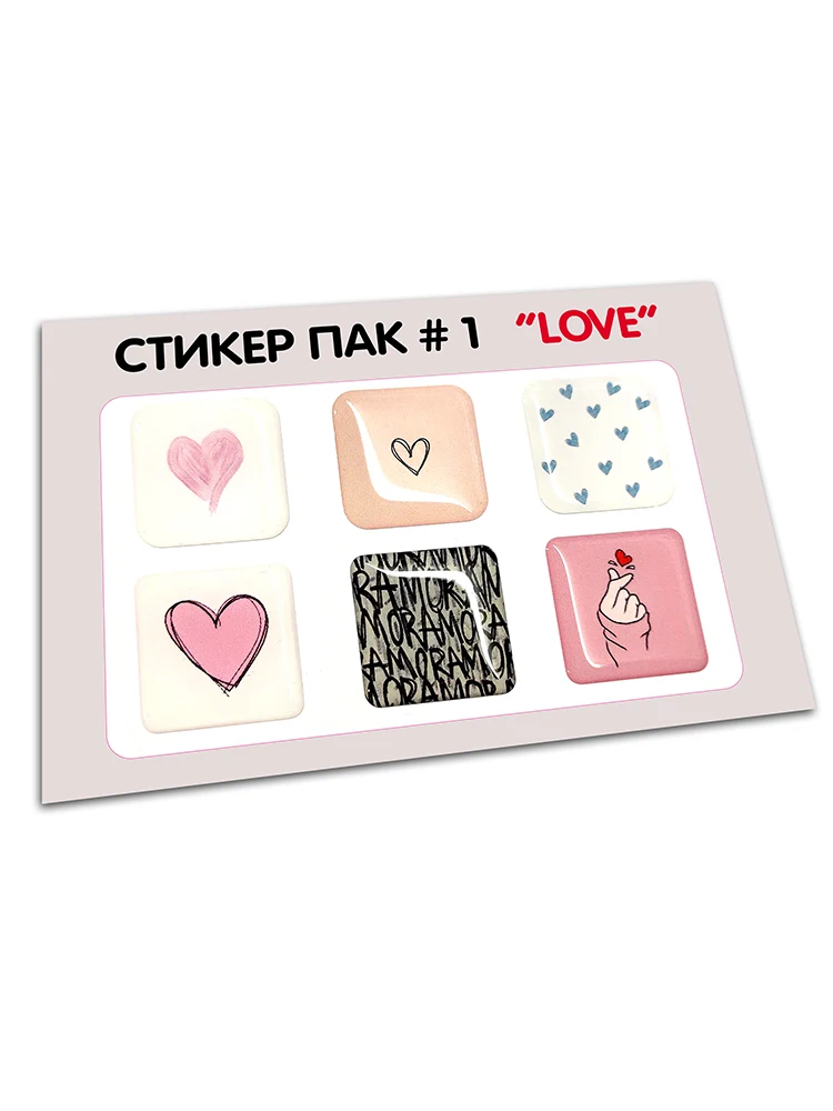 Stickers for phone computer tablet laptop 3D set of 6 pcs love heart Amore | Мобильные телефоны и аксессуары