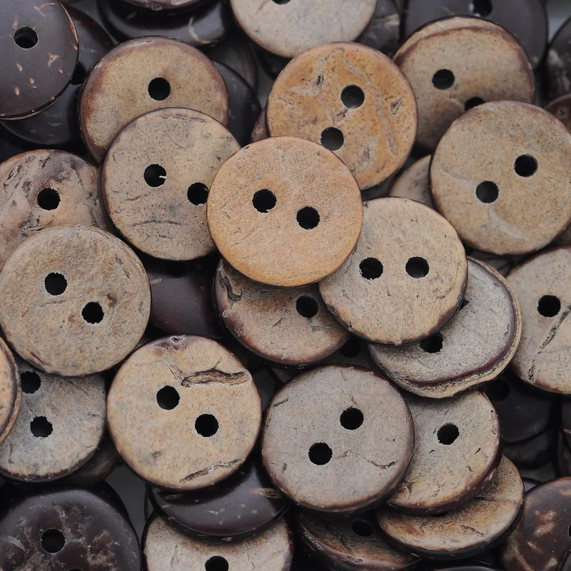 

Brown Coconut Shell Double-hole Wooden Buttons 13 mm (1/2") Dia.-1 Group of 200