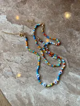 Collar de satélite multicapa con cuentas de arcoíris para mujer, joyería Bohemia hecha a mano, con personalidad