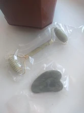 Gua Sha-masajeador de piedra Jade para cara, rodillo de Jade verde para estiramiento Facial, antiarrugas, 2/1 Uds.