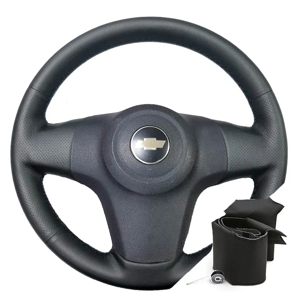 Braid on the steering wheel for Niva Chevrolet (2009-2021) made of eco-leather-perm-rulit-black thread | Автомобили и мотоциклы